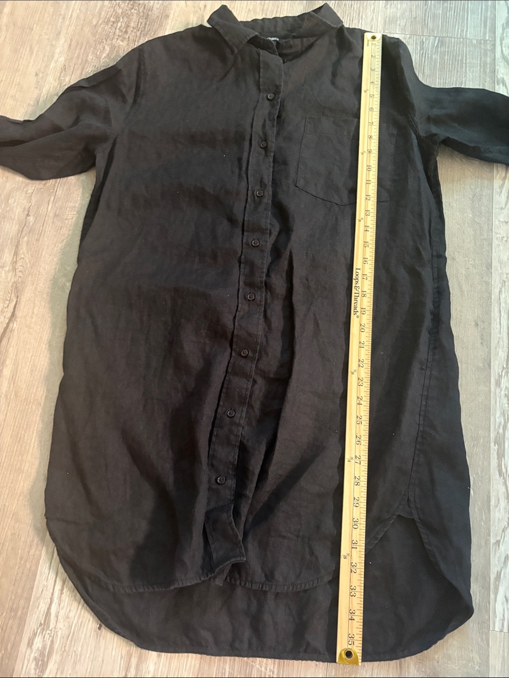 Quince European 100% Linen Black Button-Front Long Shirt Dress Size Small - Picture 6 of 7